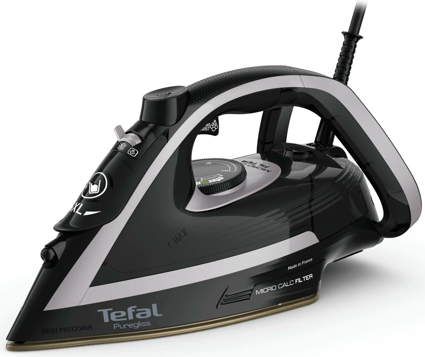 Hekur me avull Tefal FV8062E0 Puregliss 3000W, e zezë/hirtë