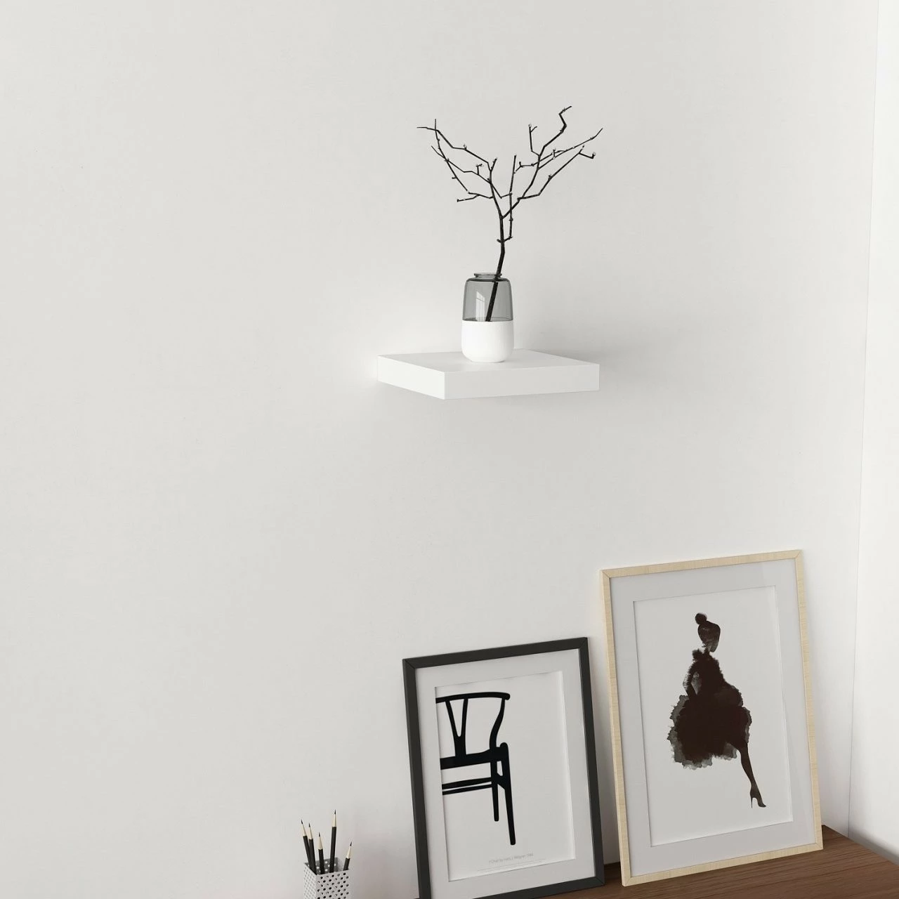 Raft muri Skye Decor, i bardhë, 23 cm