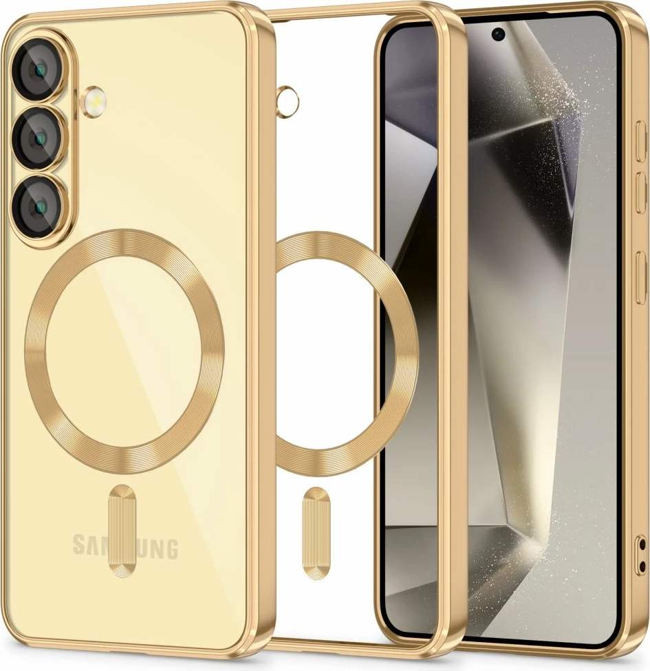 Mbështjellës Tech-Protect MagFlex për Samsung Galaxy S25, MagSafe, Transparent Gold