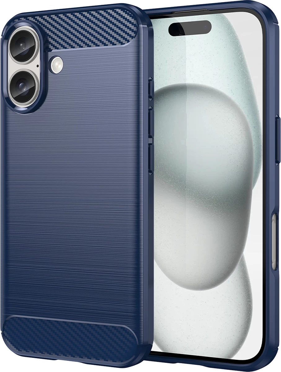 Mbështjellës Hurtel Carbon Case për iPhone 16, TPU, Blu