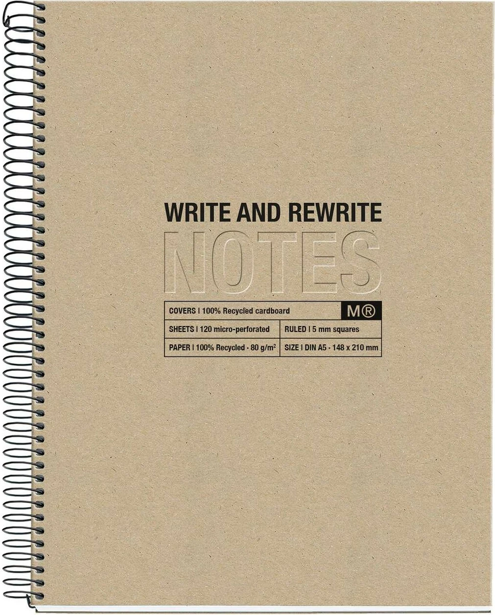 Bllok shënimesh MAUL Miquelrius Recycle A5, 80 fletë, bezhë