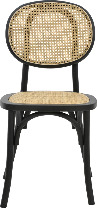 Karrige e grumbullueshme Zoel dru ahu e zezë dhe ratan natyral 45x52x82cm