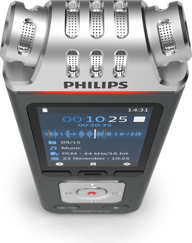 Diktafon Philips DVT 6115, USB 2.0, dalje për kufje, zi/gri