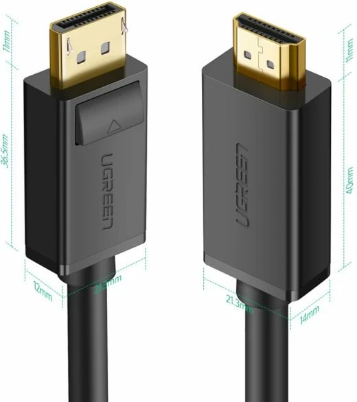 Kabllo DisplayPort në HDMI UGREEN 10202, 2m, 4K@30Hz, e zezë