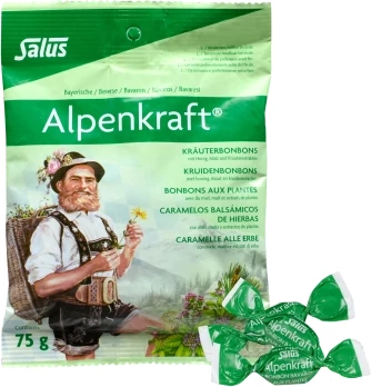 Bonbone herbale për fyt dhe kollë Salus Alpenkraft, 75 g