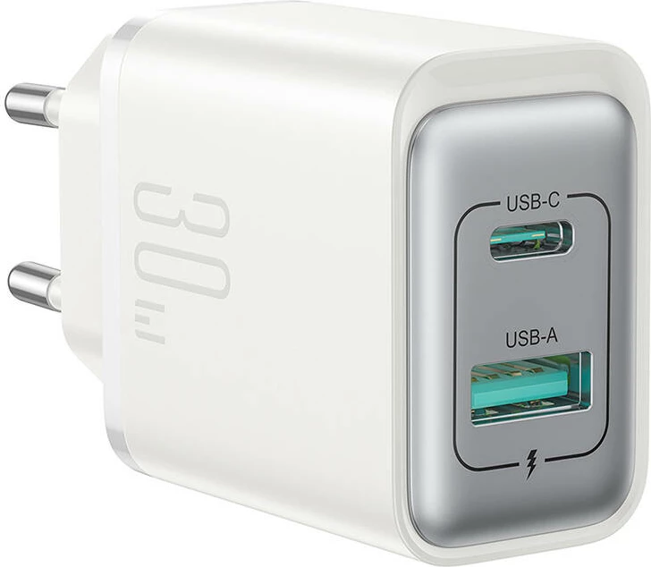 Karikues Joyroom JR-TCF15 me dy porta (USB-A + USB-C), 30W, i bardhë