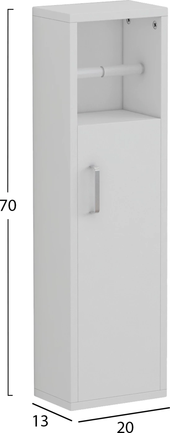 Kabinet për banjo DAMIEN FH9025.12 melaminë, ngjyrë e bardhë, 20x13x70Hcm