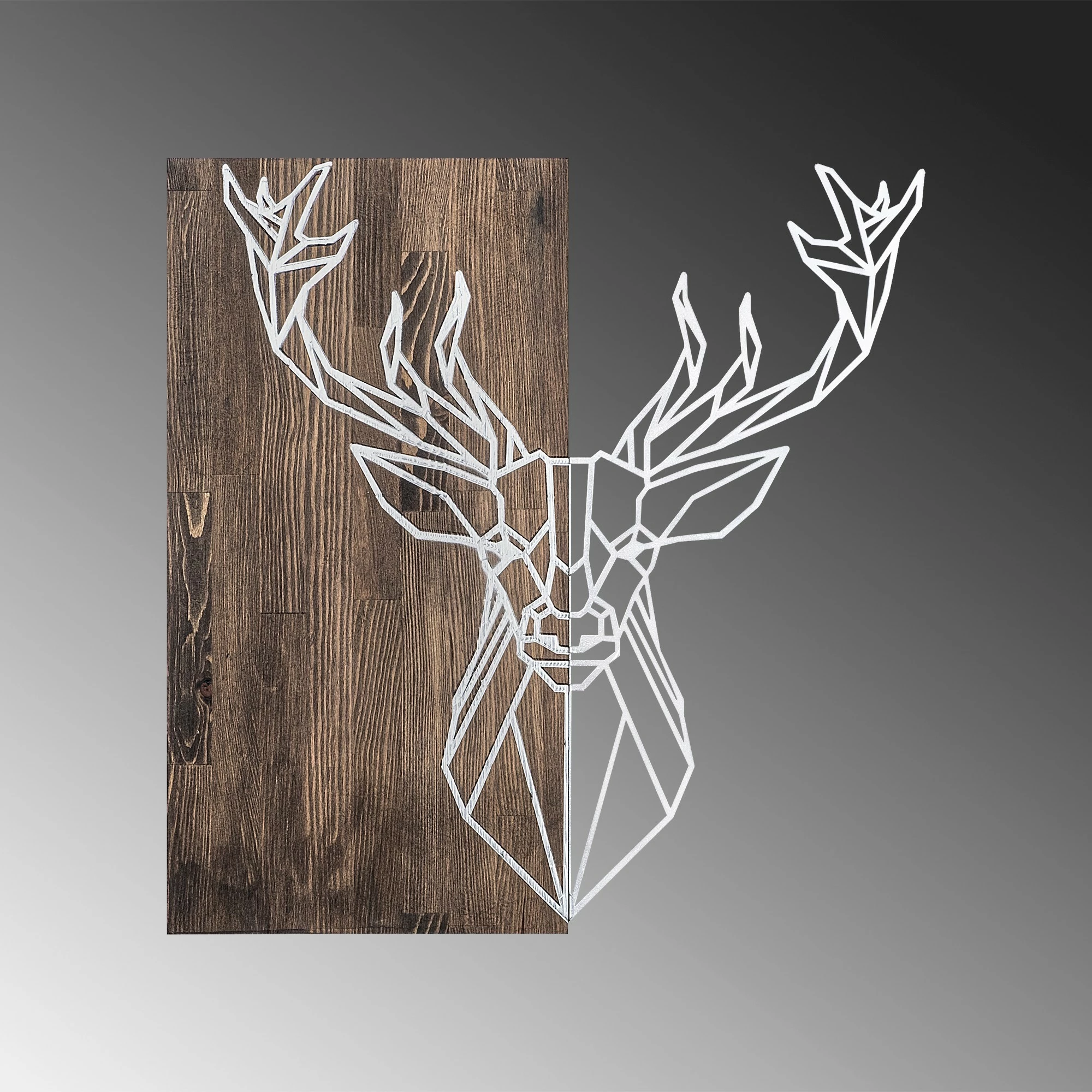 Aksesor dekorativ muri prej druri, Wallity, Deer1, ngjyrë arre dhe argjendi, 56x58cm