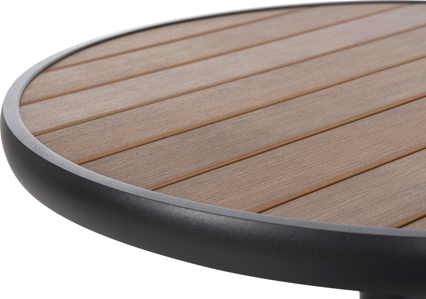 Tavolinë e rrumbullakët alumini ALEXA FH6086.01, sipërfaqe polywood ngjyrë natyrale, Φ60x73H cm