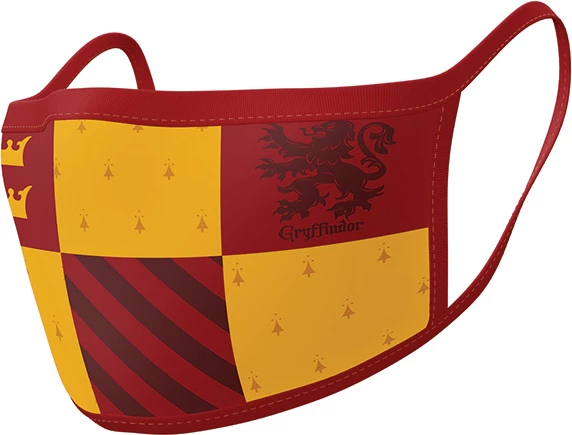 Maskë fytyre Pyramid International Harry Potter Gryffindor, pambuk 100%, e ripërdorshme, për të rritur, kuqe/verdhë, set 2 copë