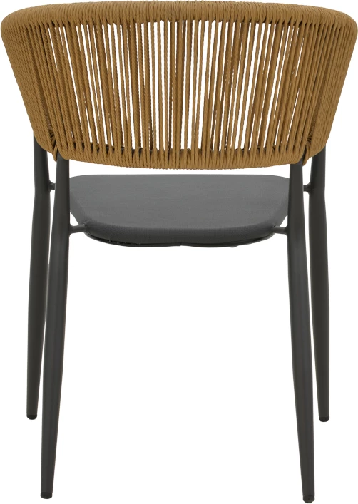 Karrige alumini Raven e grumbullueshme, kornizë antracit-tekstilen, ratan natyral, 57x62x78cm