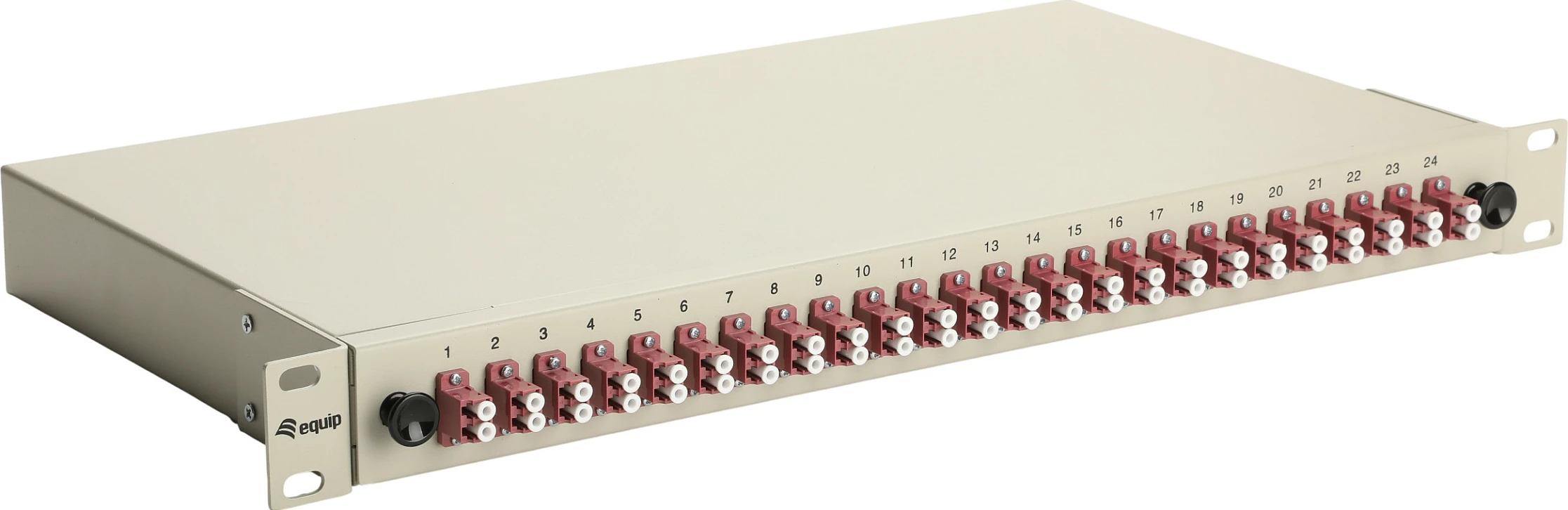 Kuti splice fibër optike Equip 337215, 24-portë, LC duplex, OM4, 1U rack, gri