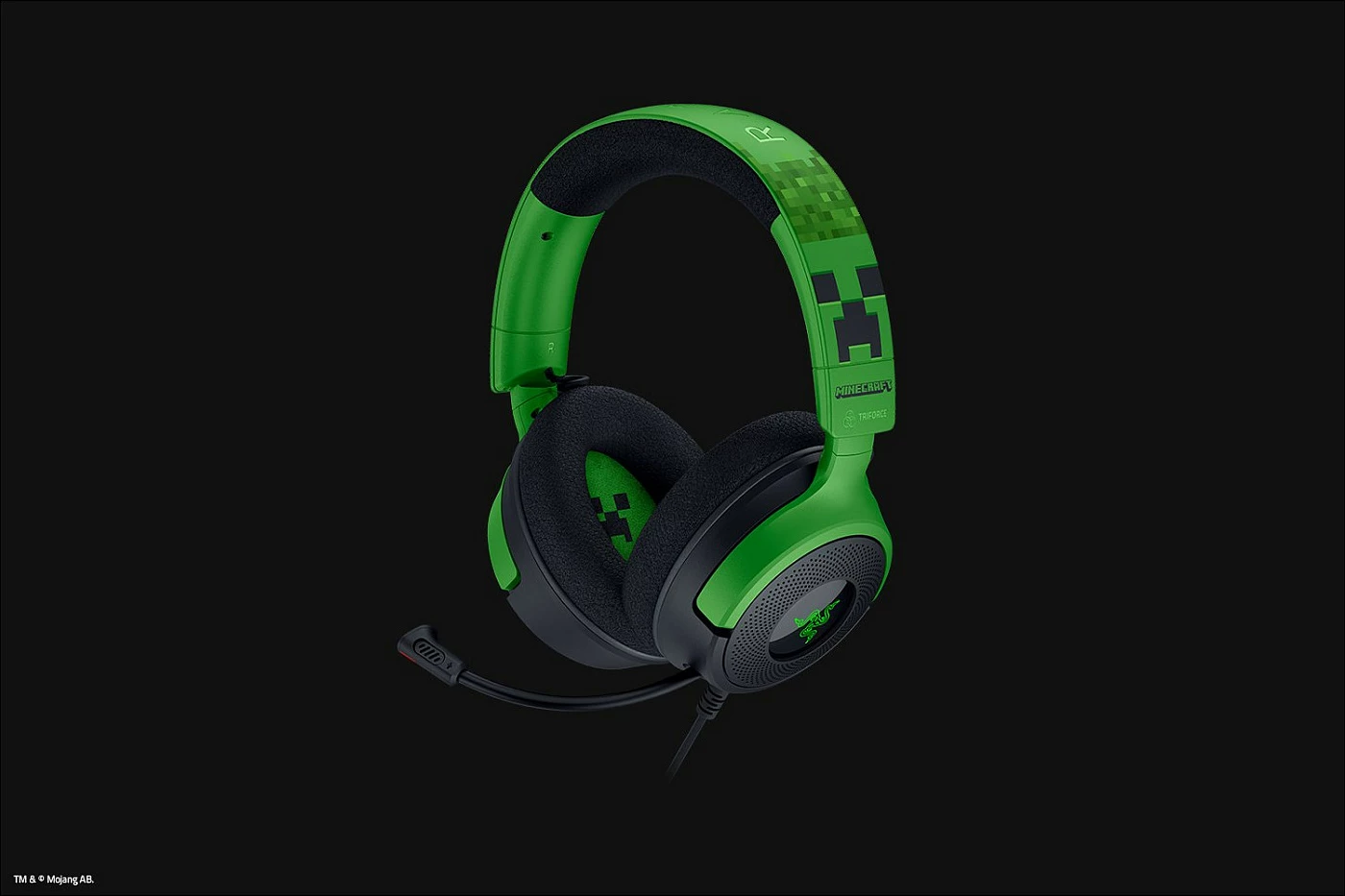 Kufje gaming Razer Kraken V4 X Minecraft edition, me mikrofon, USB, dritë shumëngjyrëshe, e zezë/e gjelbër