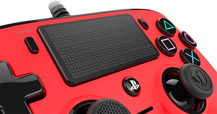 Kontroller lojërash me kabllo Nacon për PS4, 3 m, me dridhje dhe jack 3.5 mm, e kuqe