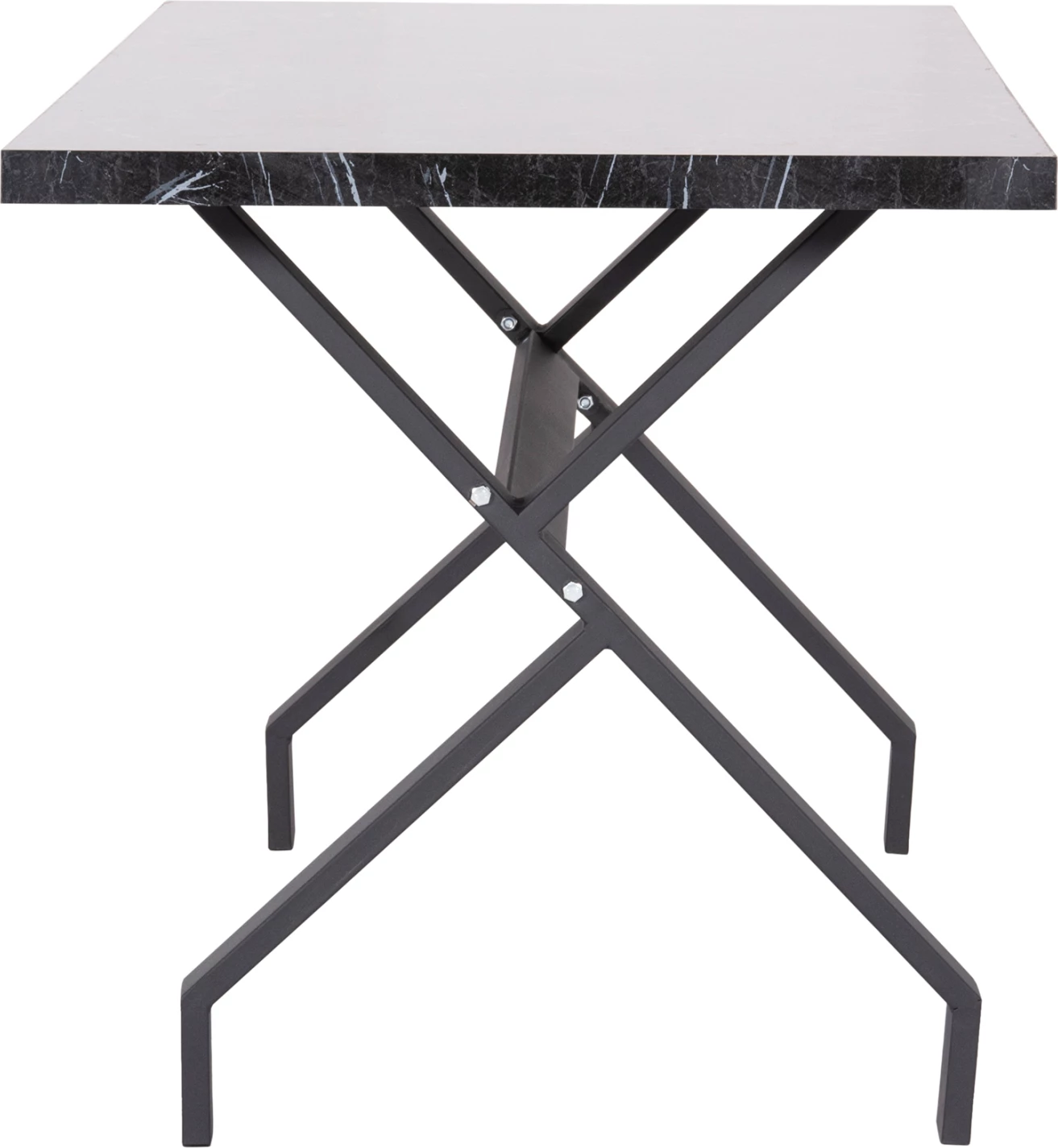 Tavolinë kuzhine LANA, pamje mermeri të zi, këmbë metali të zeza, FH18221.02, 140x70x72.5 cm
