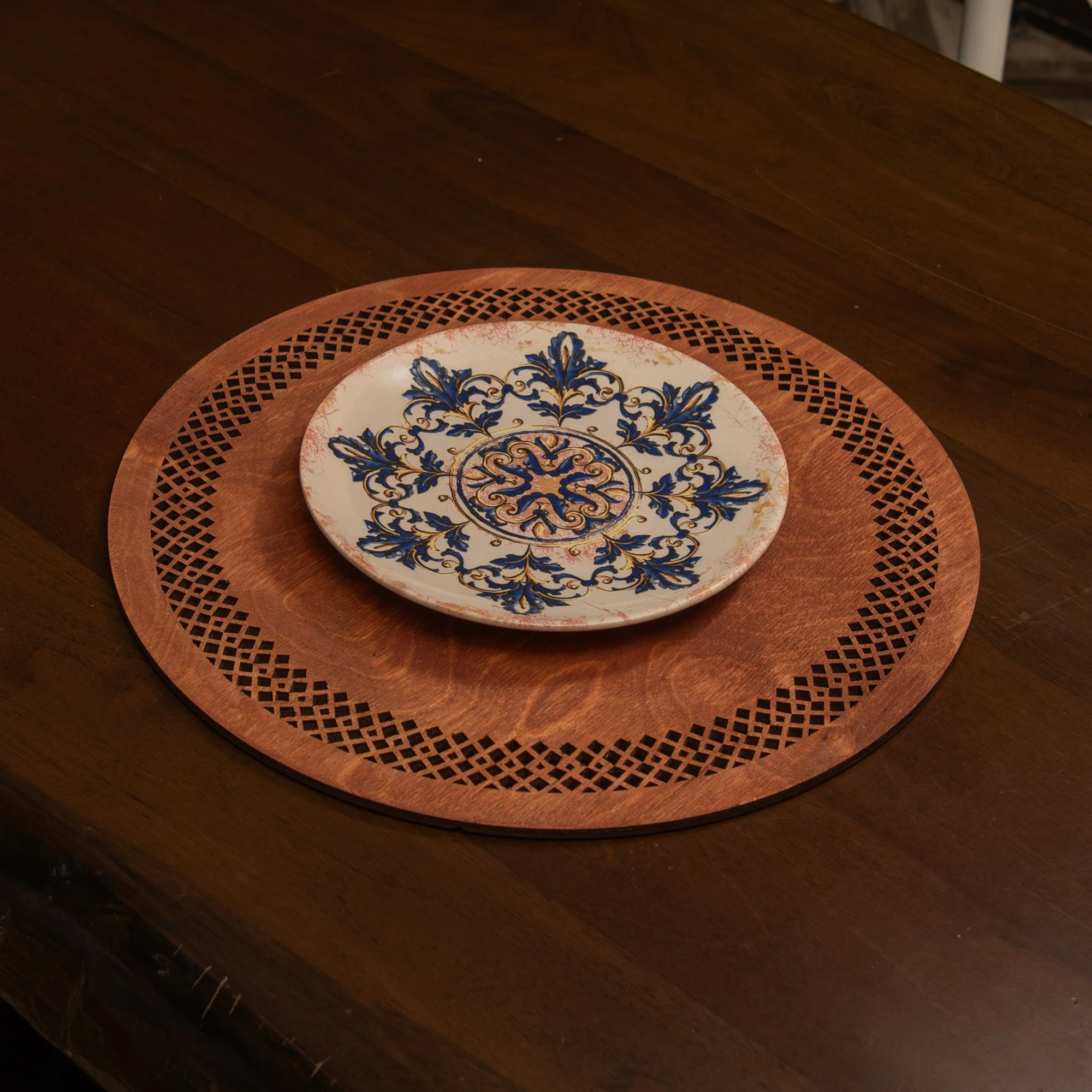 Set nënshtrues tavoline prej druri, 4 copë, Hermia, Selçuk - ngjyrë trëndafili