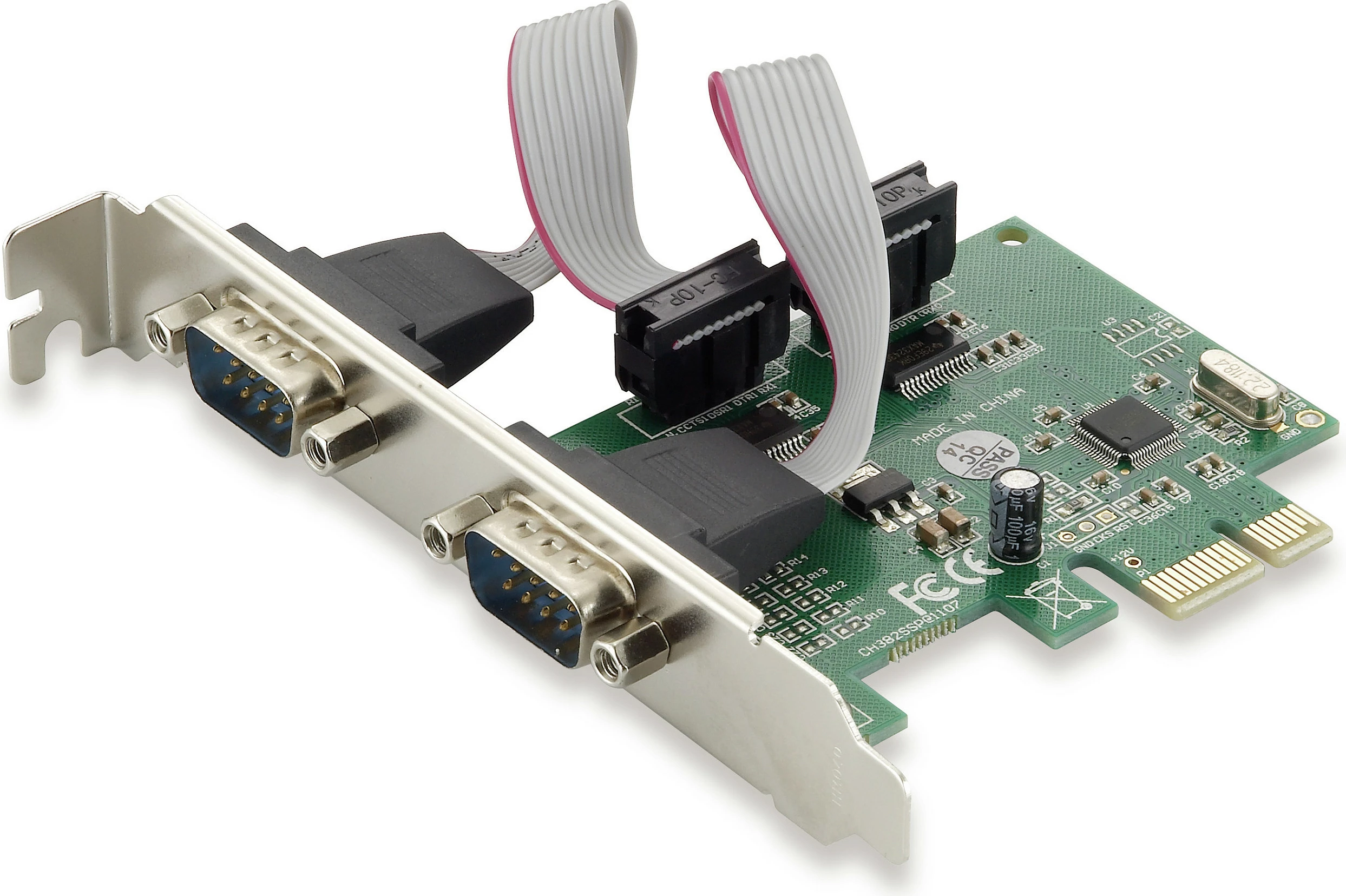 Kartë zgjerimi PCIe Conceptronic 2x RS-232, PCIe x1, 2.5 Gbit/s, e gjelbër