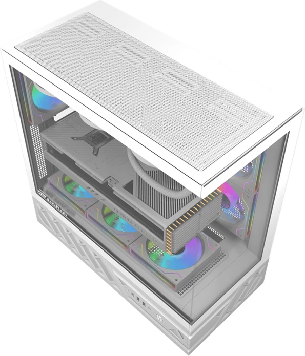 Kasë DarkFlash DS950 ATX/M-ATX/ITX midi tower, tempered glass 270°, pa ventilatorë, e bardhë