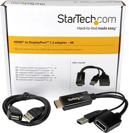 Adapter StarTech HDMI në DisplayPort STDP2600, 4K@30Hz, aktiv, USB power, i zi