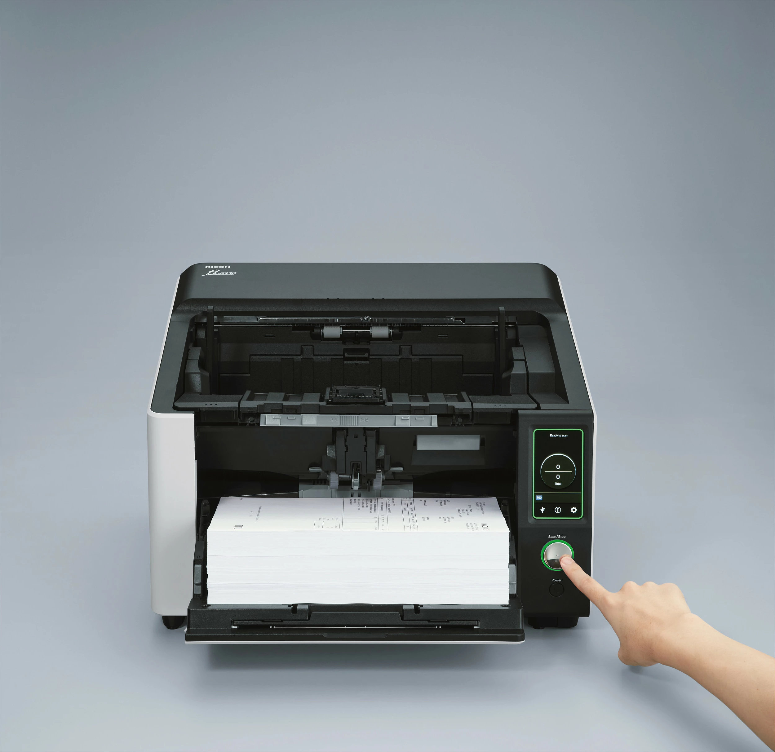 Skaner dokumentesh Ricoh FI-8950, LCD 4.3", duplex, A3, Ethernet, USB, bardhë/zezë