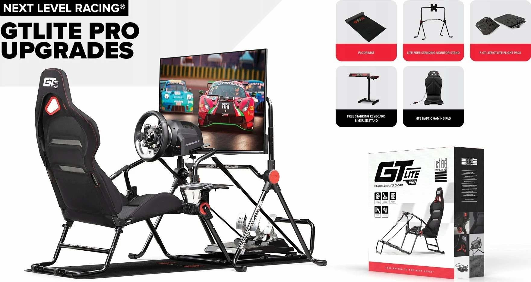 Kokpit simulimi garash Next Level Racing GTLite Pro NLR-S031, palosës, për Direct Drive deri 13 Nm, i zi