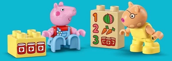Set lodre ndërtimi LEGO DUPLO Peppa Pig 10468 Tractor and Market, 18 copë, 2+