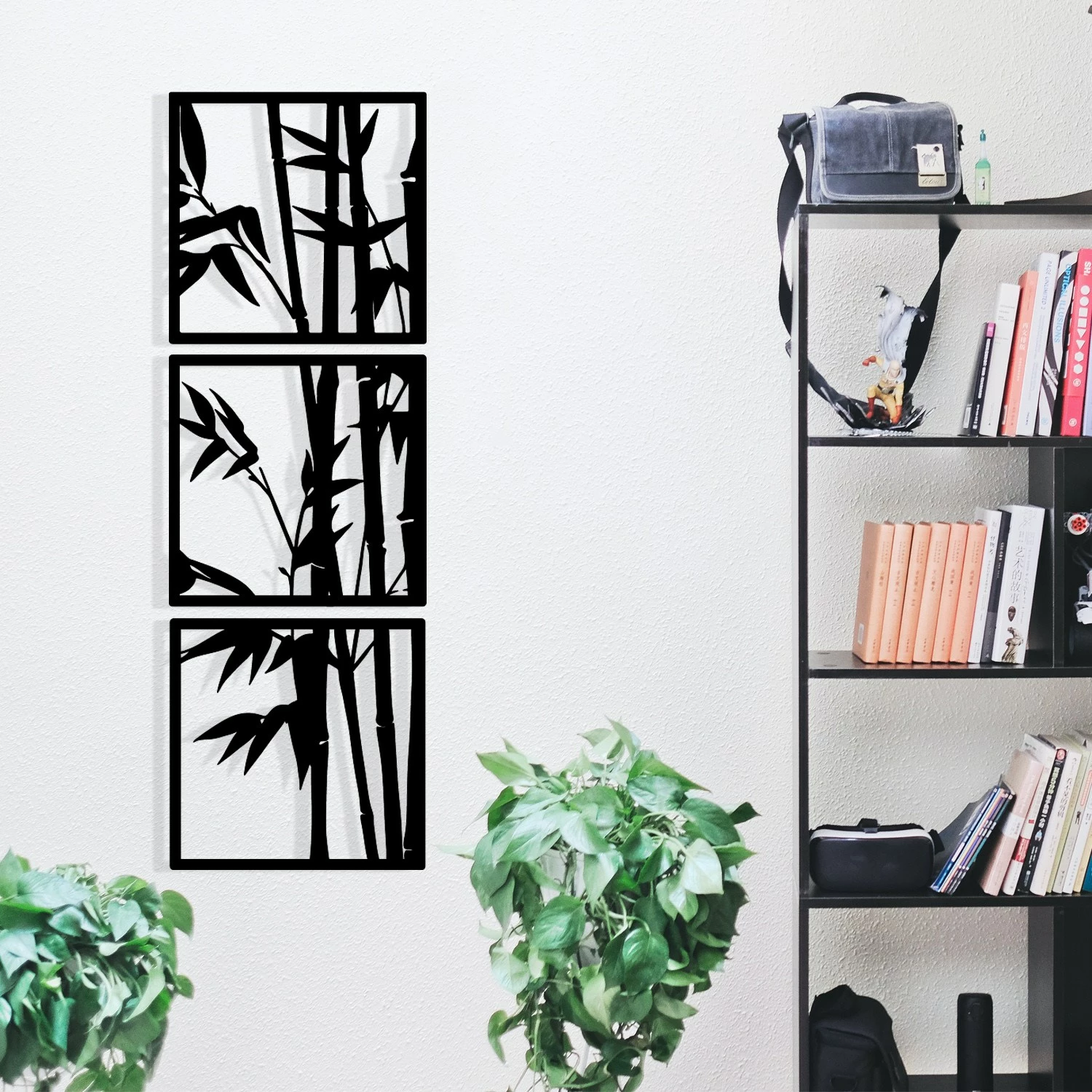 Aksesor dekorativ metalik për mur, Wallity Tuyunju, ngjyrë e zezë, 36x110cm
