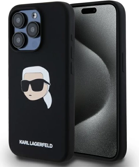 Mbështjellës Karl Lagerfeld KLHMP15LSKHPPLK për iPhone 15 Pro 6.1", MagSafe, silikon/TPU, hardcase, e zezë