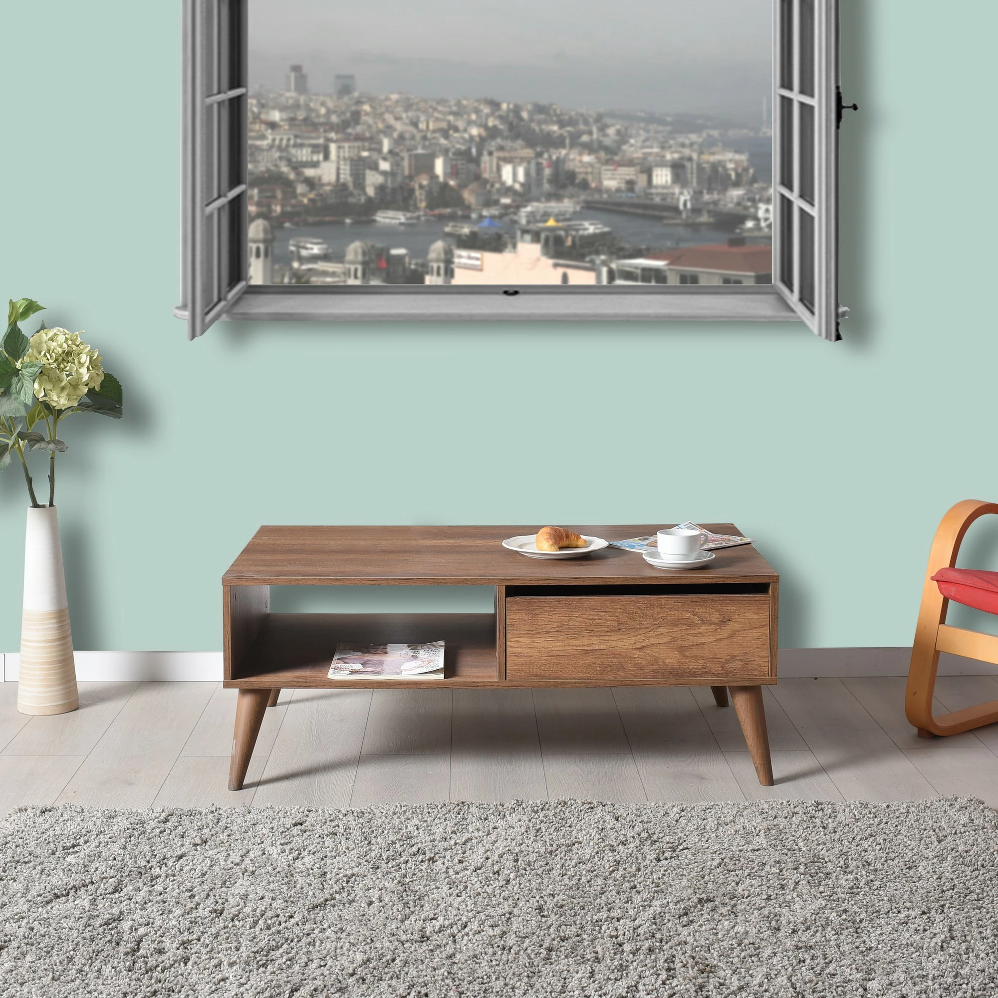 Tavolinë kafeje Oslo, ngjyrë arrë, Hanah Home, Shp-655-Oo-1