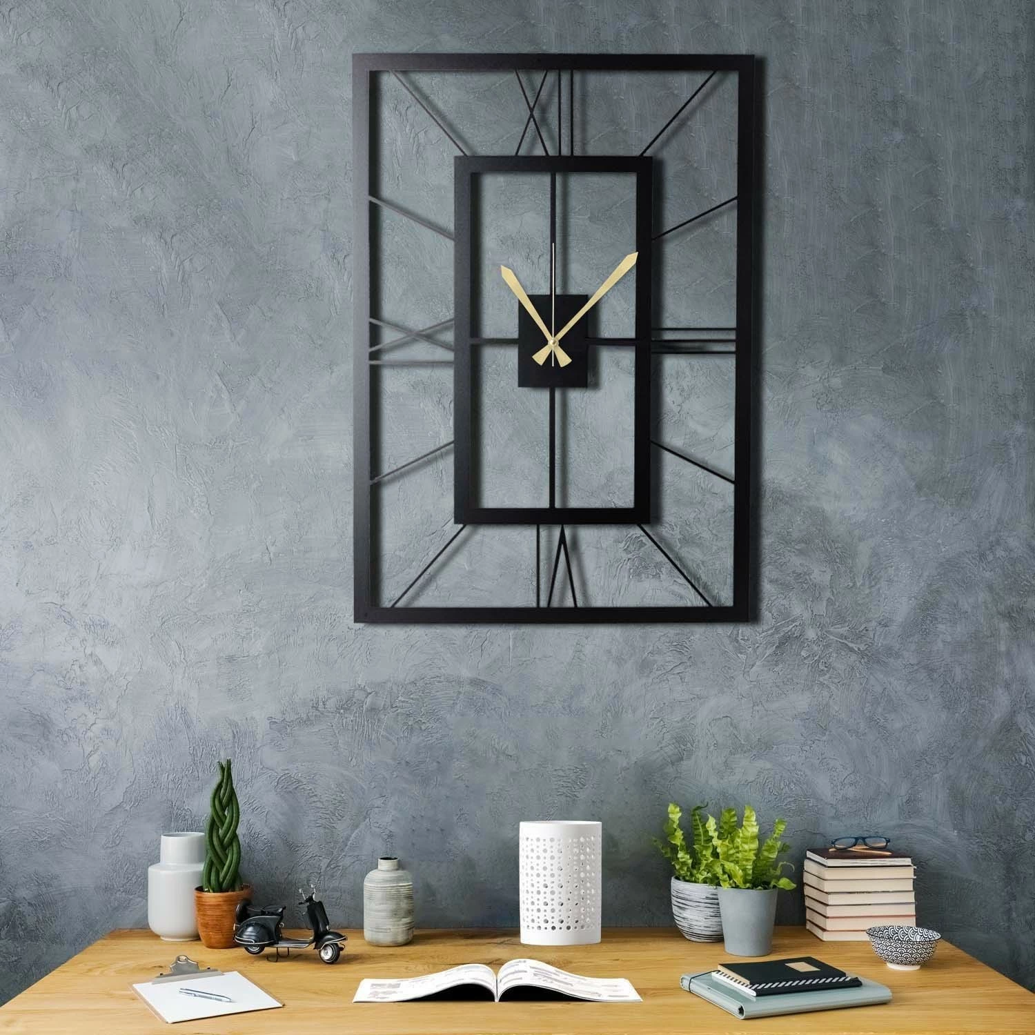 Orë muri dekorative metalike Wallity, November XL, ngjyrë e zezë, 70x49cm