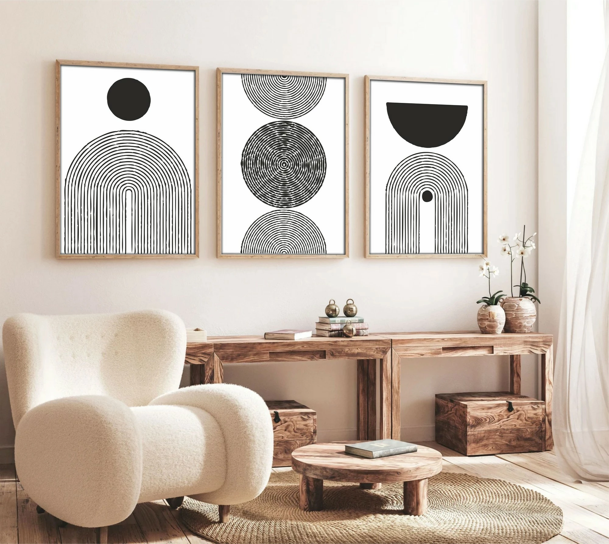 Pikturë dekorative me kornizë, set prej 3 copash, MDF, Wallity Huhu163, 30x40cm