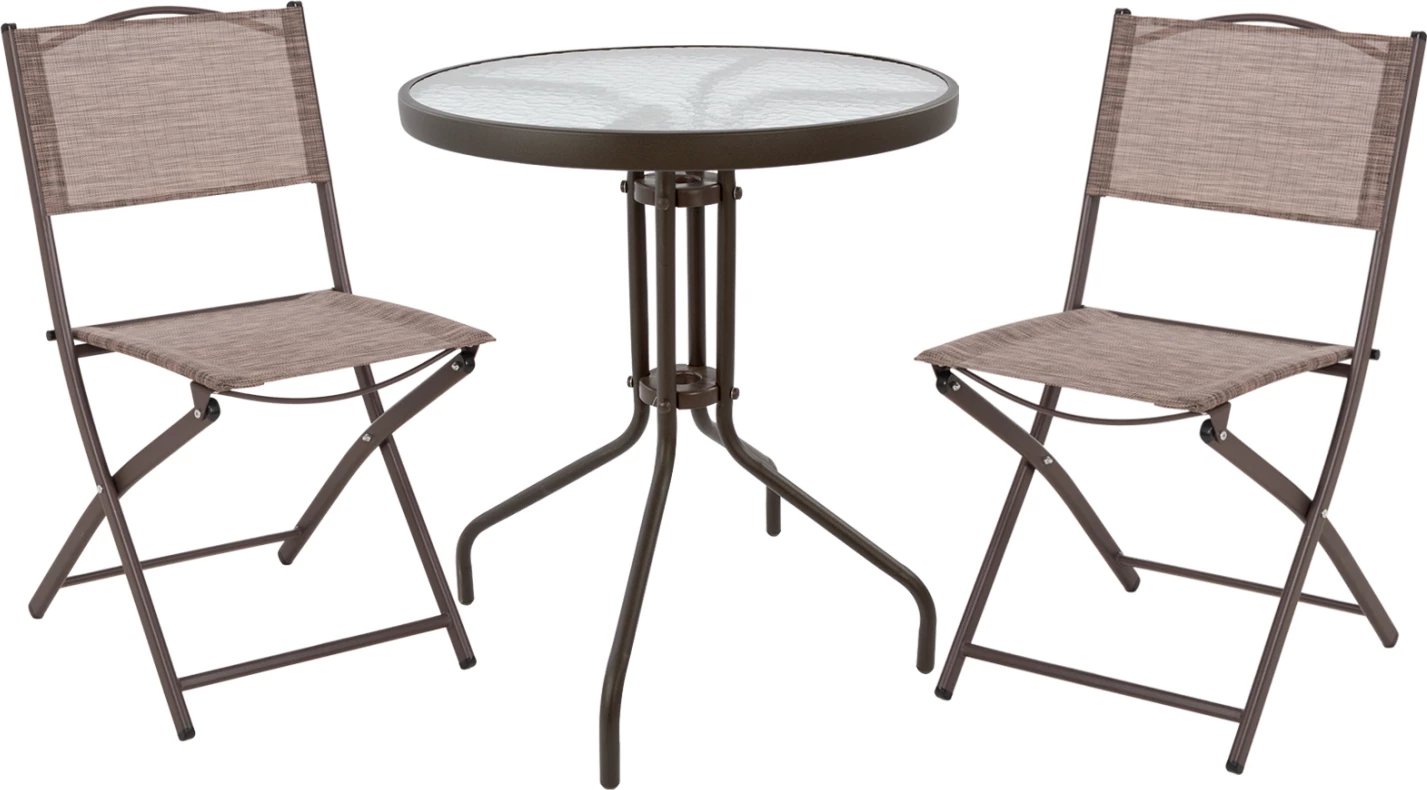 Set kopshti tavolinë & karrige të palosshme Lima, 3 pjesë, të kafta