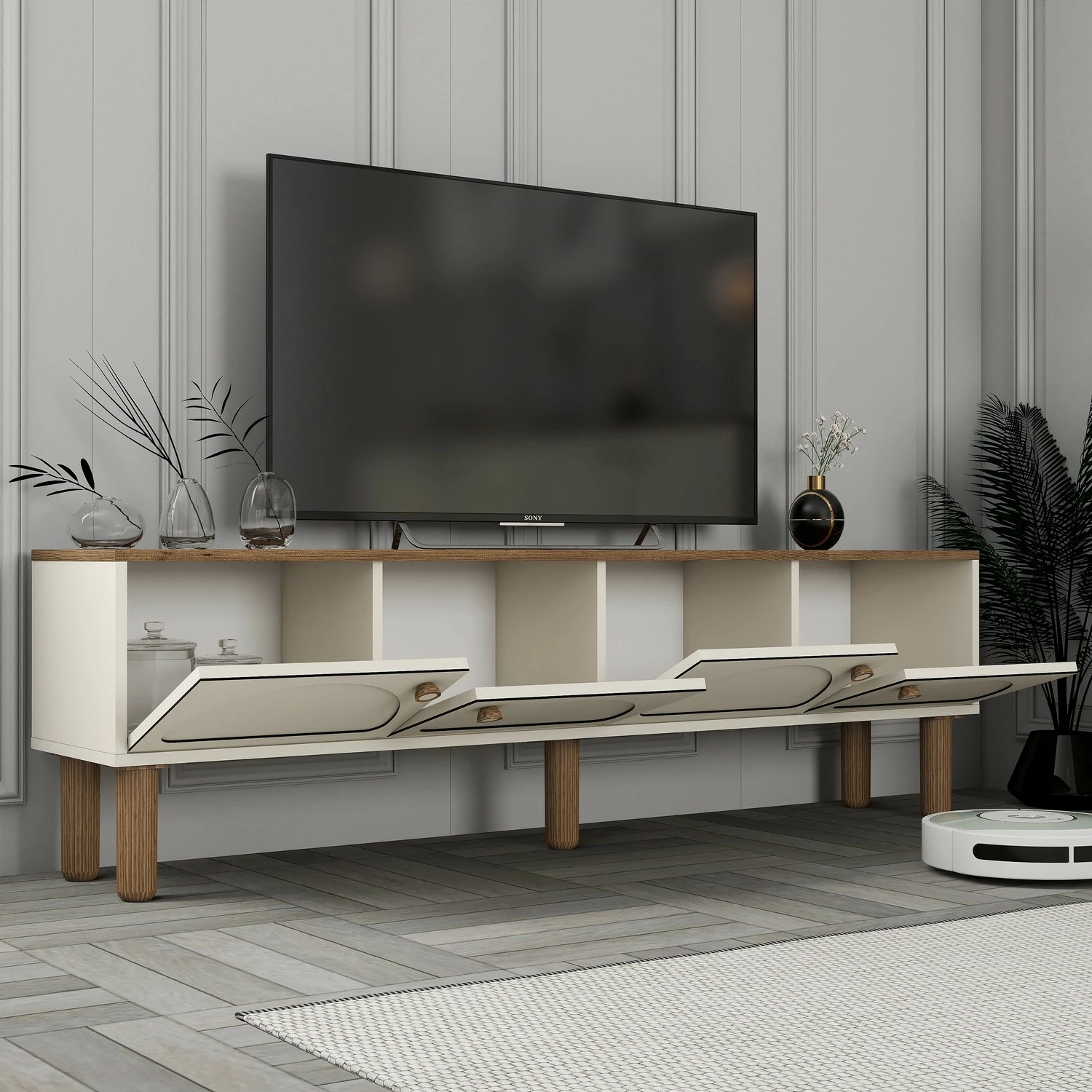 Komodë TV, ngjyrë krem, Skye Decor, Bohem 851