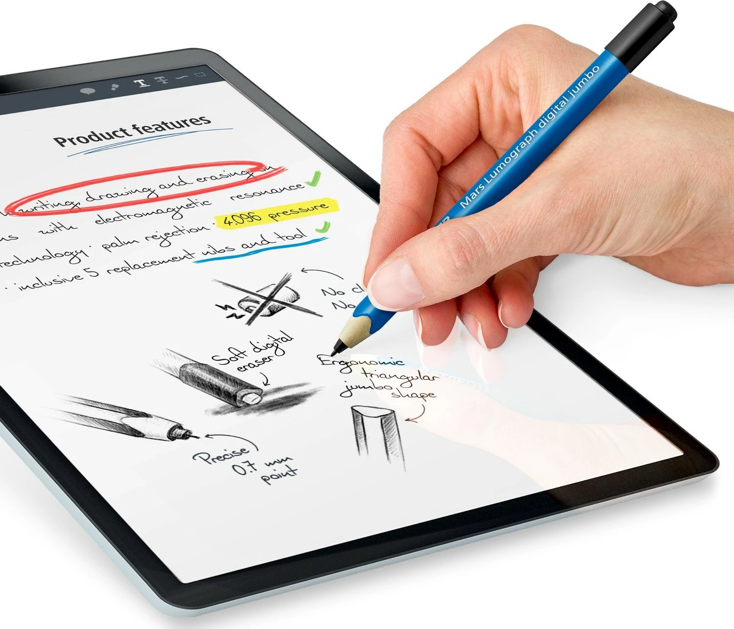 Laps digjital STAEDTLER Mars Lumograph digital Jumbo, majë e zezë, për tablet, blu
