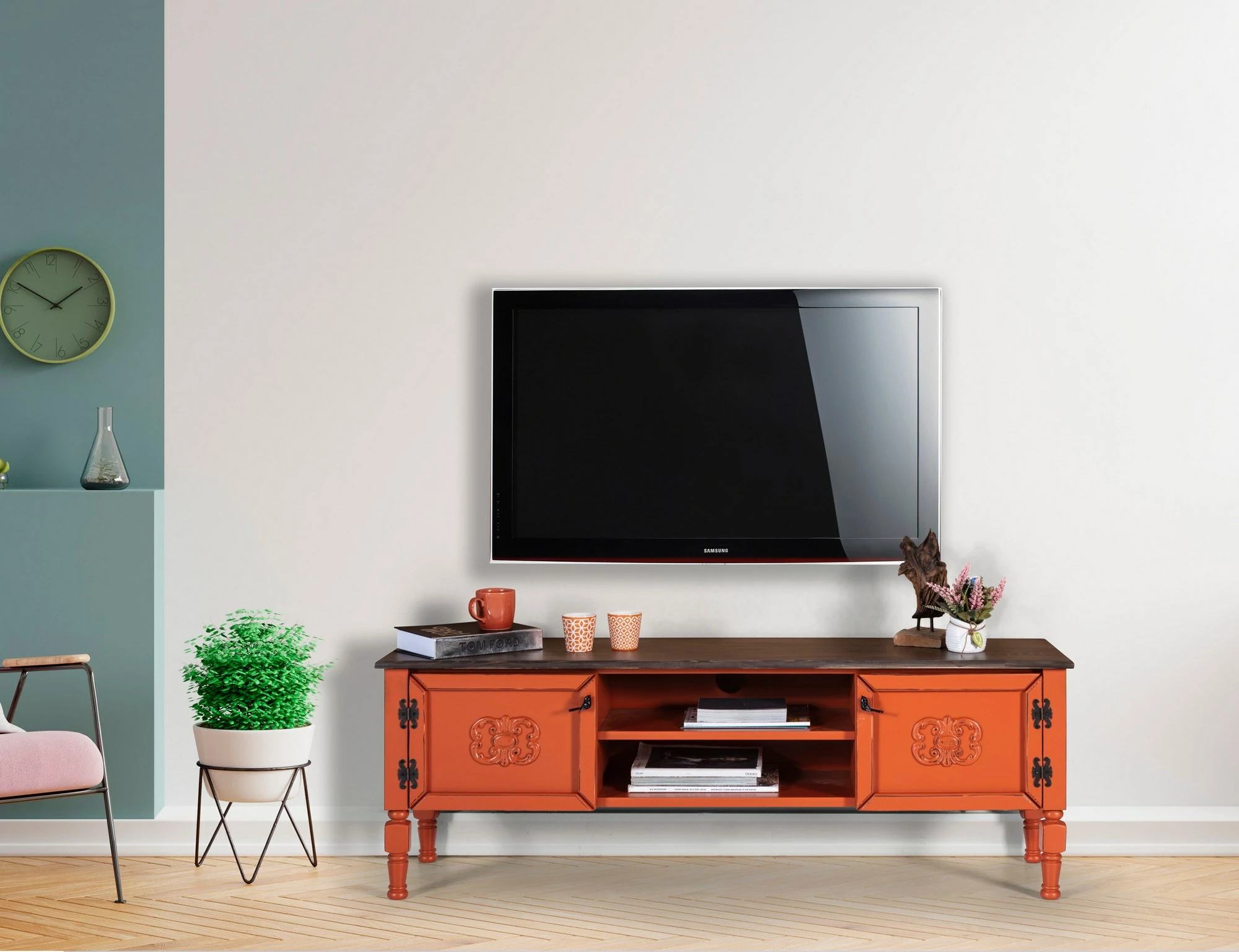 Komodë TV Hanah Home, Ada TV, portokalli