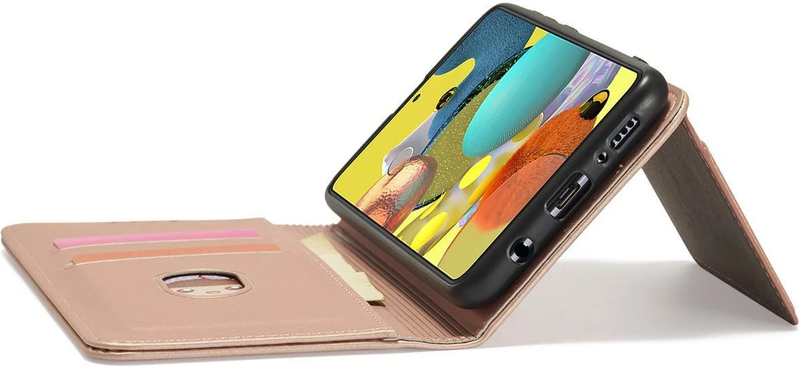 Mbështjellës Hurtel Magnet Card Case për Samsung Galaxy A13 5G, me kapak, portofol dhe mbajtëse, Rozë