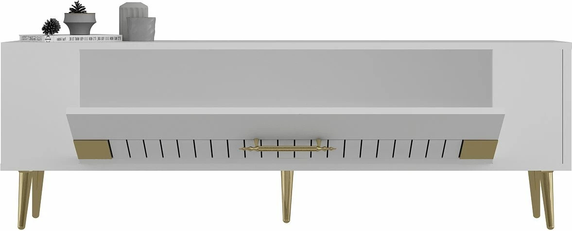 Komodë TV Skye Decor, e bardhë, e artë, Retrolp4