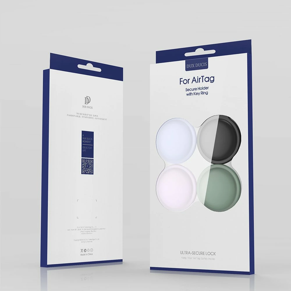 Mbështjellës silikon Dux Ducis për AirTag, set 4 copë, e zezë/e gjelbër/rozë/blu