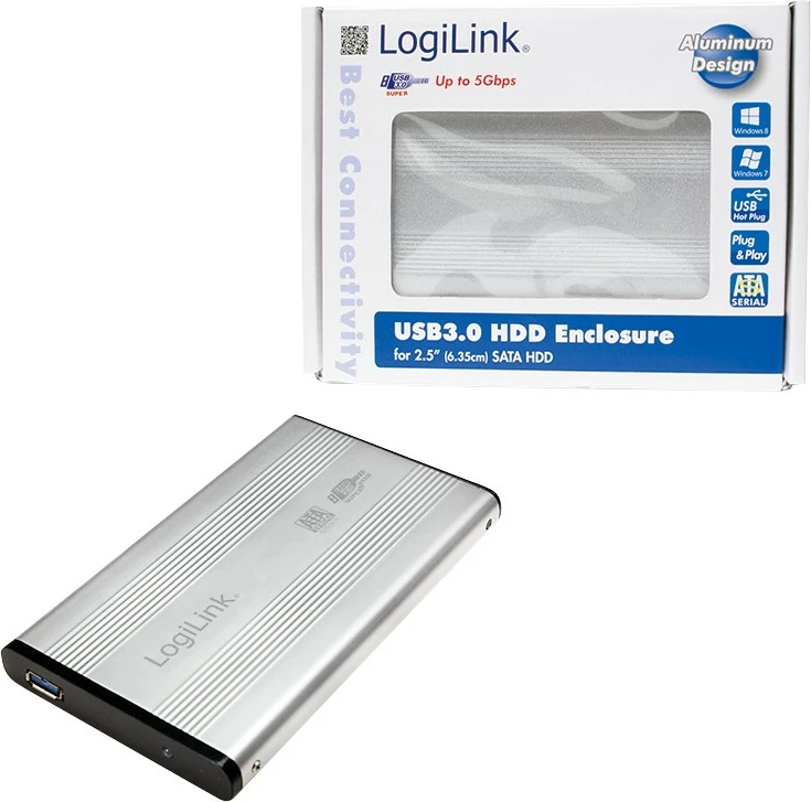 Kasë e jashtme LogiLink UA0106A, 2.5", Serial ATA II, Serial ATA, 5 Gbit/s, Argjendtë