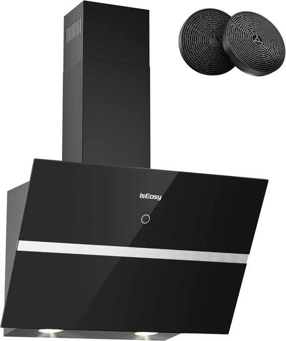 Aspirator kuzhine IsEasy TV1360D4-CC-I2, 60 cm, panel me prekje, 524 m³/h, xham i temperuar, i zi