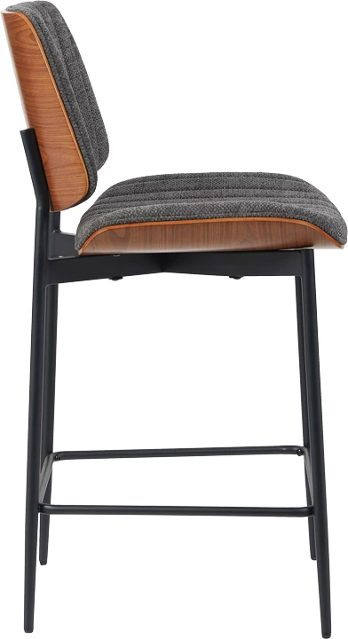 Karrige për bar Kathy, dru arre, material gri, 48.5x52.5x96cm