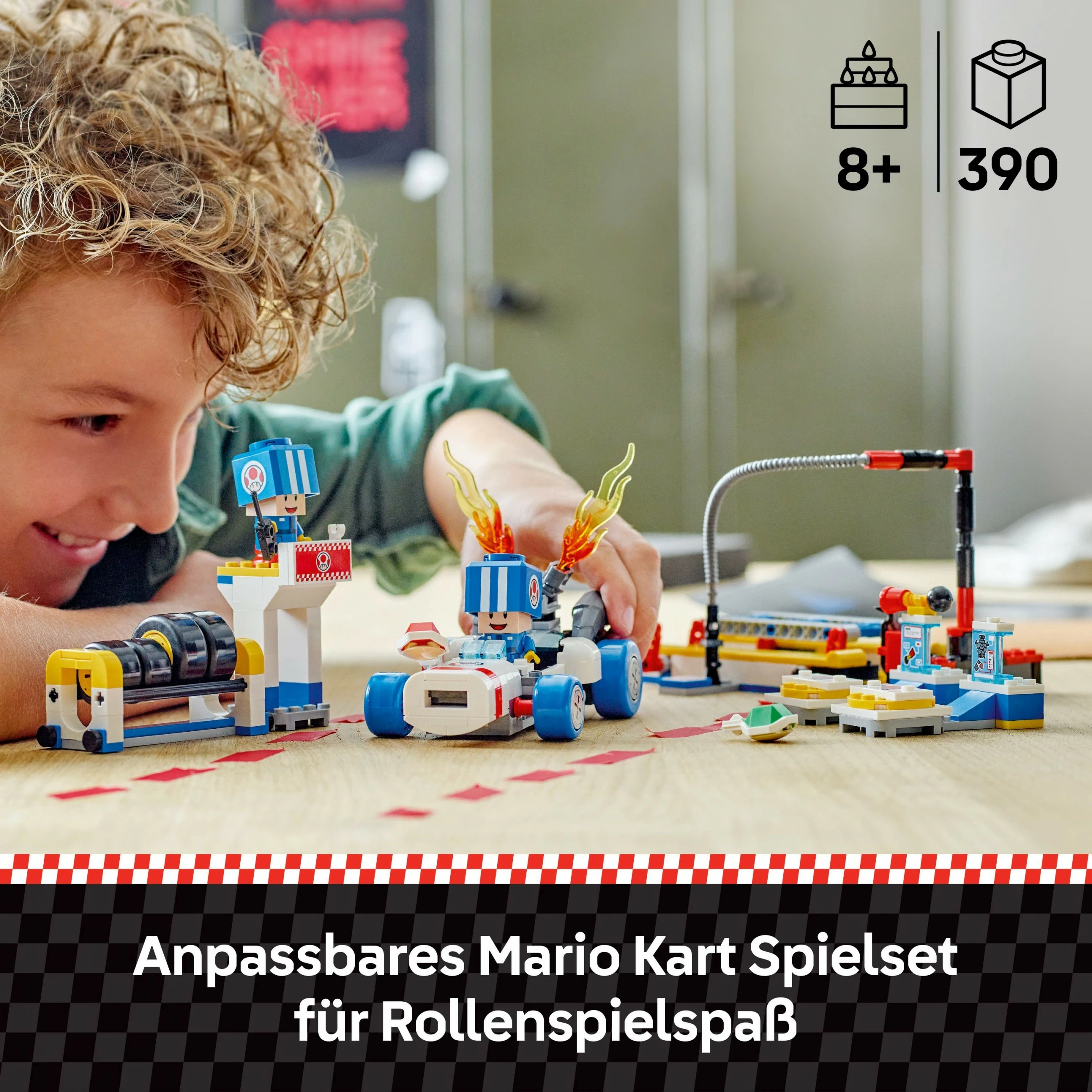 Set ndërtimi LEGO Mario Kart Toad's Garage, 390 pjesë, plastikë, shumëngjyrësh