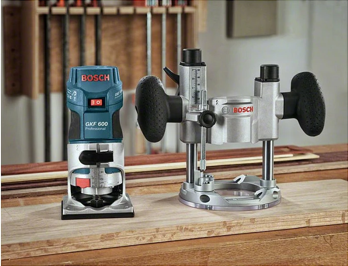 Njësi zhytëse Bosch TE 600 Professional për fresë skajesh GKF 600 Professional, gri/zi