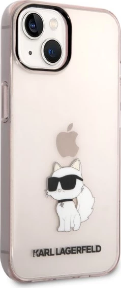 Mbështjellës Karl Lagerfeld Choupette për iPhone 14, Rozë