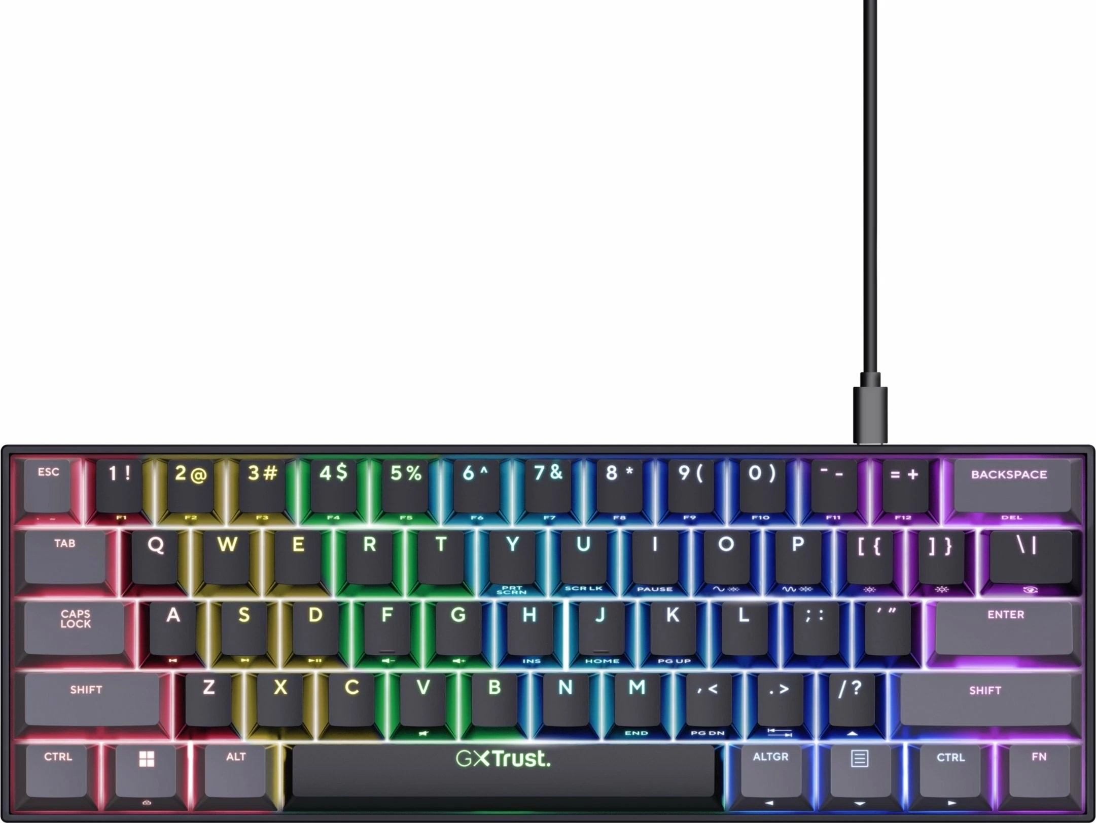 Tastierë gaming Trust GXT 867 Acira, 60%, USB, USB-C, US 8