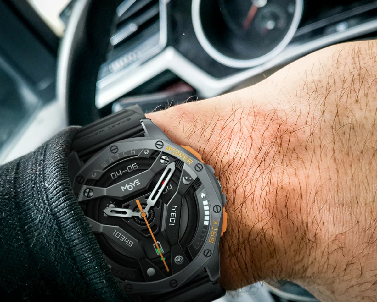 Smartwatch Moye Nav X Pro GPS 1.43\" AMOLED IP68 Bluetooth 5.3, e zezë/portokalli