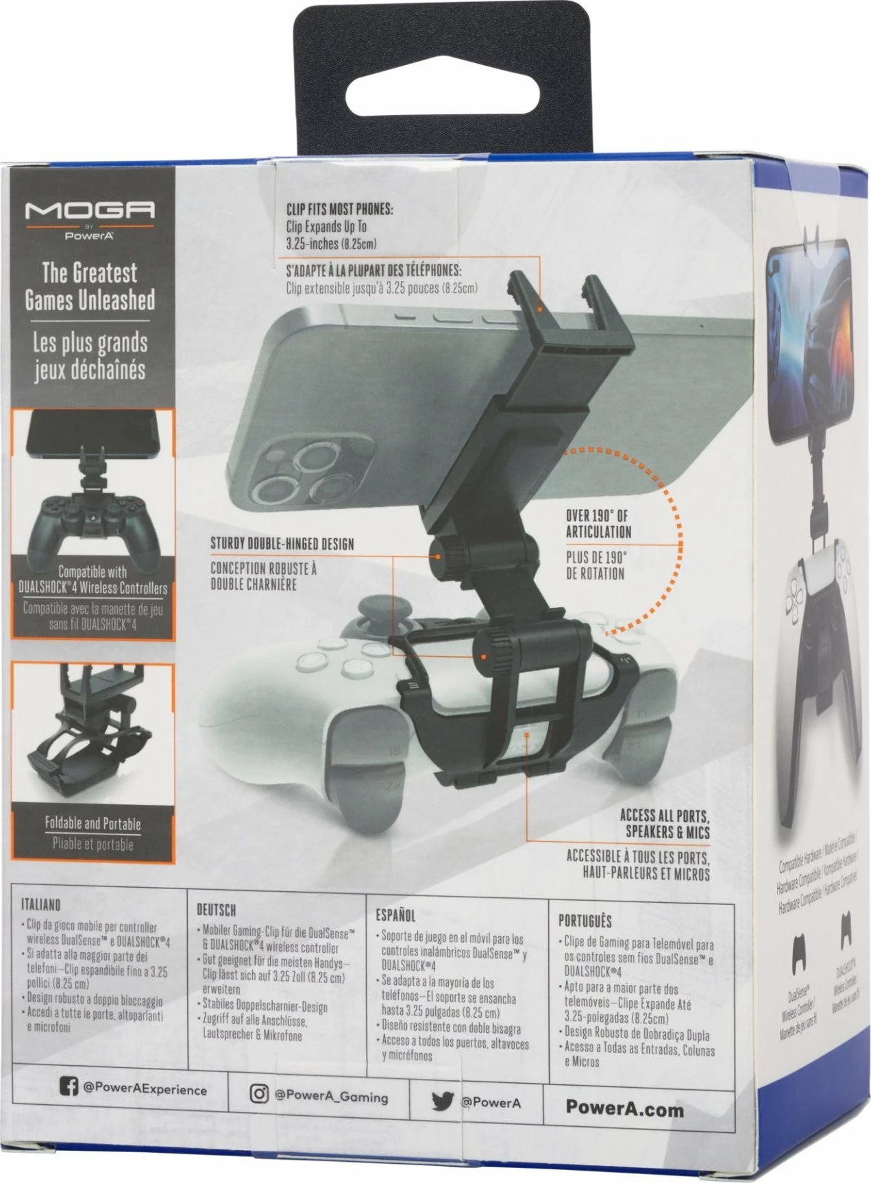 Mbajtëse telefoni PowerA Phone Holder për kontrollor DualSense & DualShock 4, e zezë