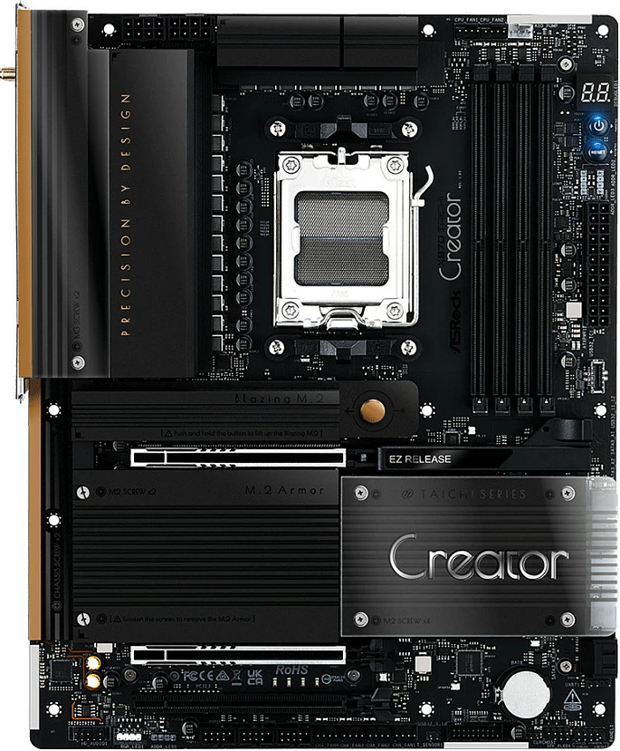 Pllakë amë ASRock X870 Taichi Creator, Socket AM5, ATX, DDR5, 10GbE, Wi‑Fi, e zezë
