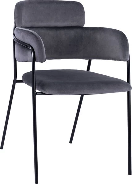 Fotelje Kelso FH8521.01 Kadife Gri e Errët & Këmbë të Zeza 52,5x52x80 cm, set prej 2 copash