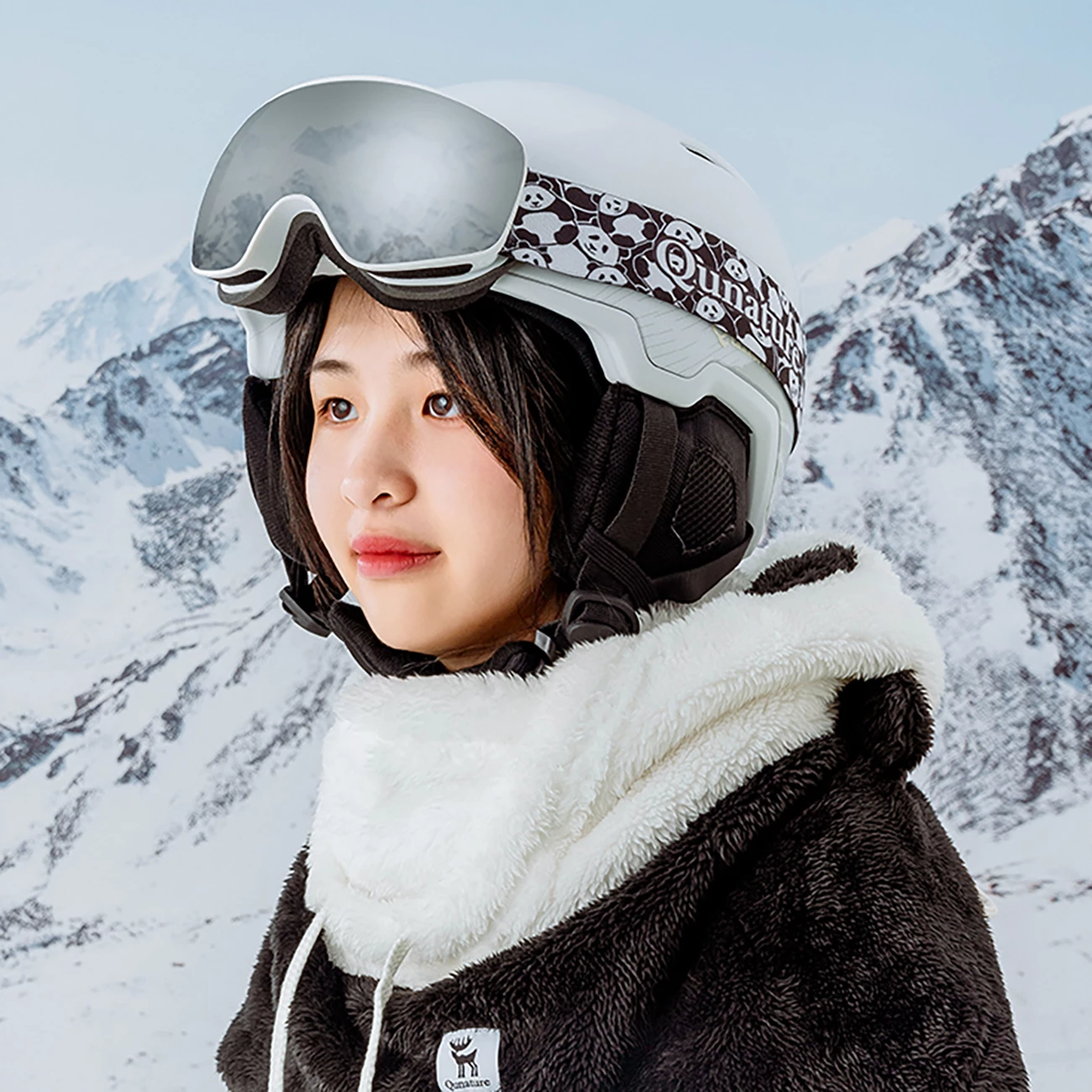 Balaklavë ski Qunature Panda, për fëmijë/të rritur, M, e zezë/e bardhë